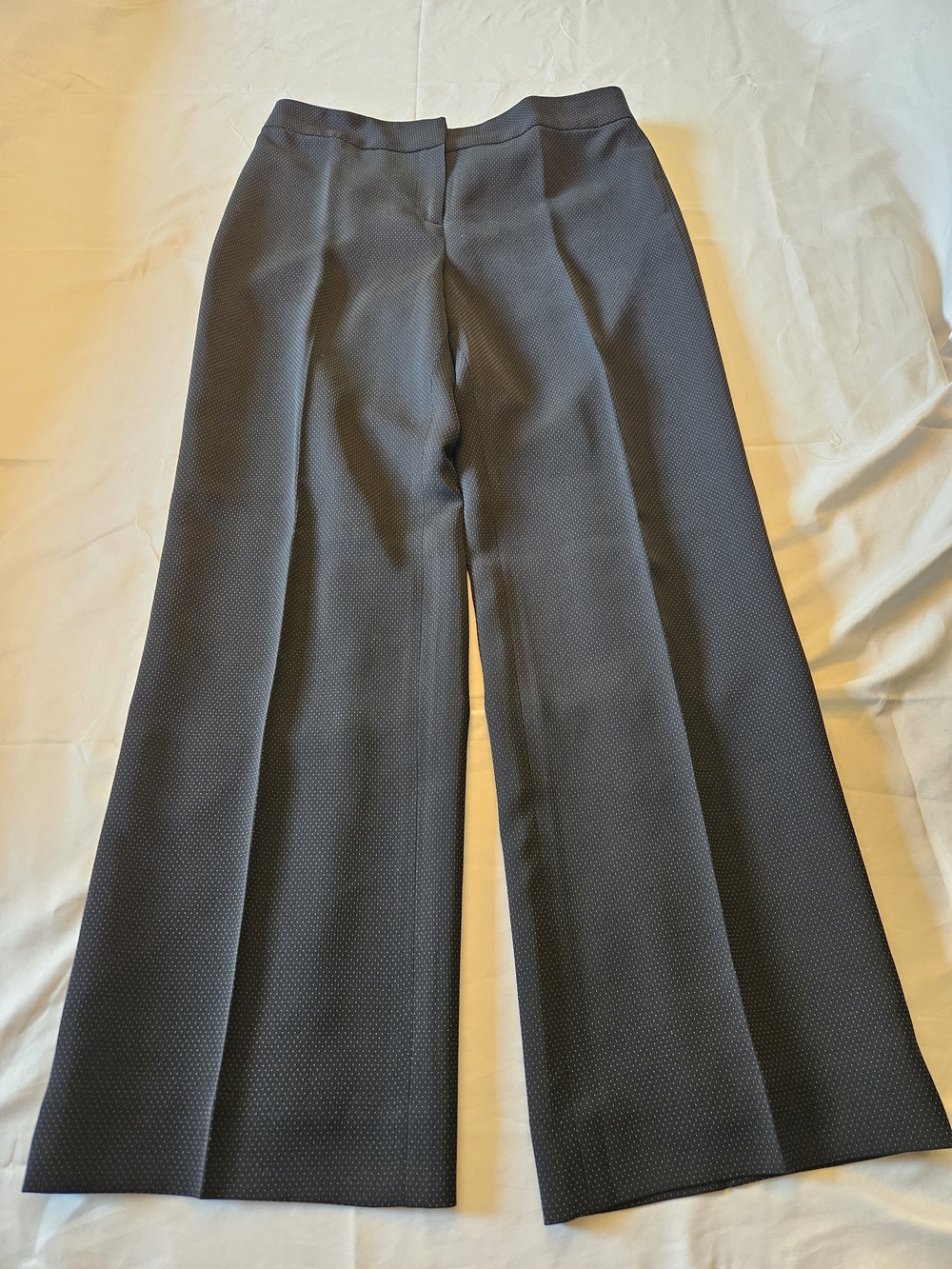 LOFT Black With White Polka Dots Wide-Leg Pants Lined